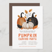 Invitations du Citrouille de sculpture d'Halloween (Devant / Derrière)