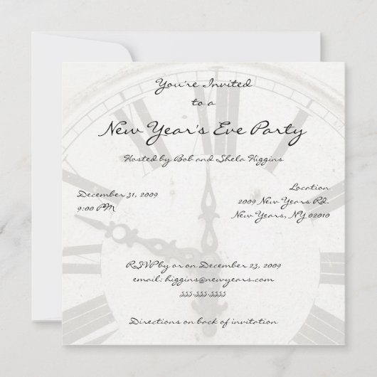 Invitations du compte à rebours du Nouvel An (Devant)