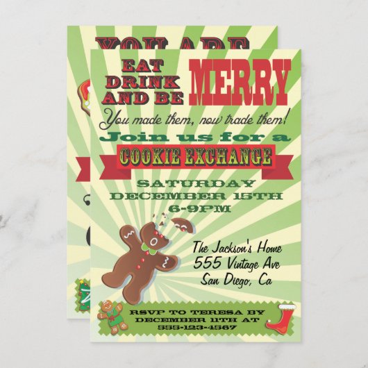Invitations du Cookie Exchange Party (Devant / Derrière)