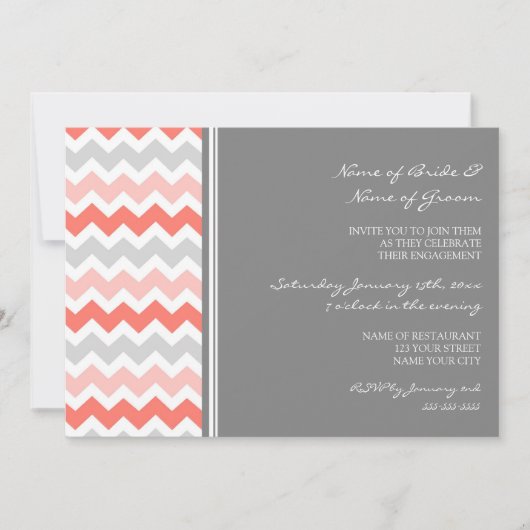 Invitations du Coral Grey Chevron (Devant)