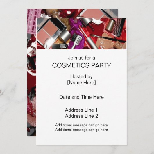 Invitations du Cosmetics Party (Devant / Derrière)