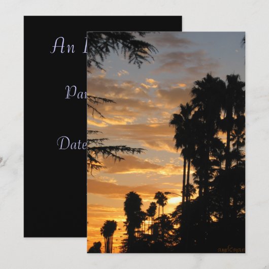 Invitations du coucher de soleil du Palm Tree de L (Devant / Derrière)