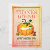 Invitations du Dîner de Thanksgiving Festif (Devant)