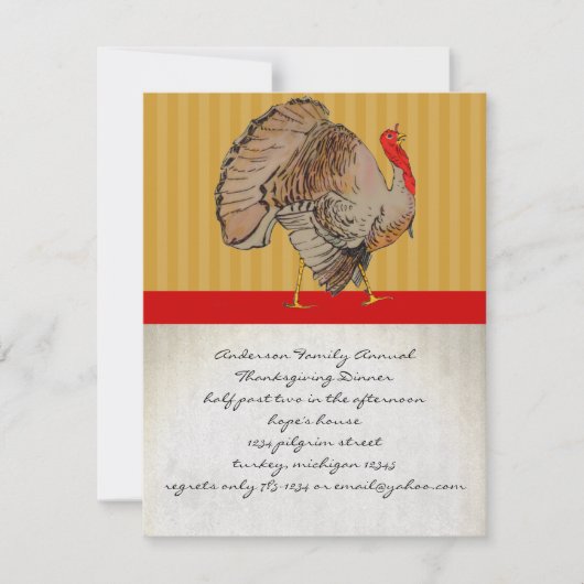Invitations Du Dîner De Thanksgiving Turquie (Devant)