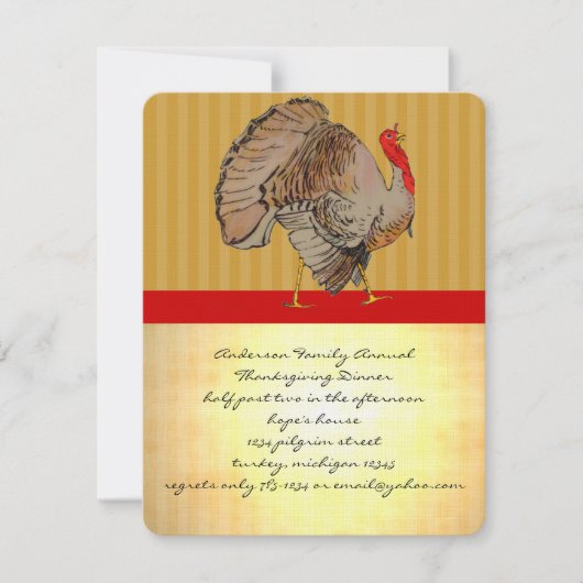 Invitations Du Dîner De Thanksgiving Turquie (Devant)