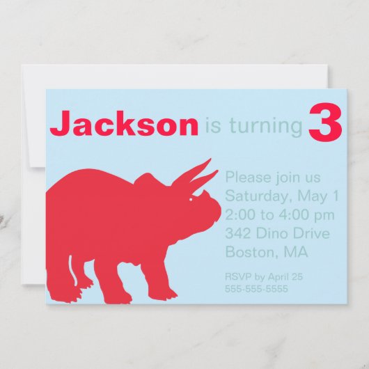 Invitations du Dinosaur Party (Devant)