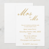 Invitations du Divorce Party (blanc et or) (Devant / Derrière)