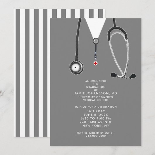 Invitations du Docteur Graduation (Devant / Derrière)