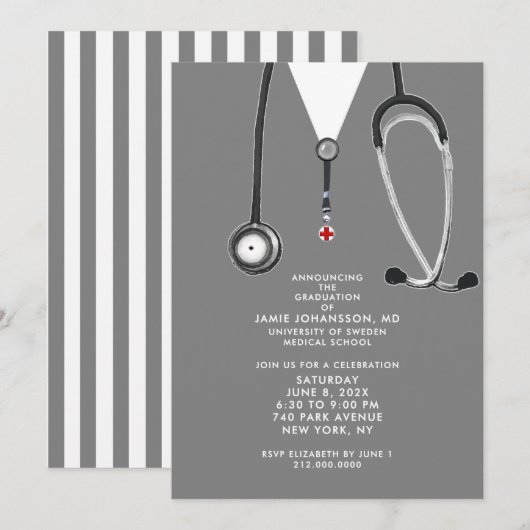 Invitations du Docteur Médicale School Graduation  (Devant / Derrière)
