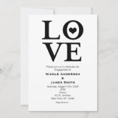 Invitations du Fiançailles Mariage LOVE Black & Wh (Devant)