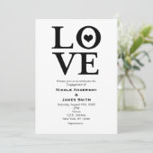 Invitations du Fiançailles Mariage LOVE Black & Wh (Debout devant)