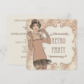 Invitations du Flapper Girl Retro Party de Roaring (Devant / Derrière)