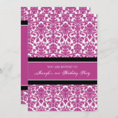 Invitations du Fuchsia Damask 21e anniversaire (Devant / Derrière)