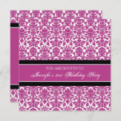 Invitations du Fuchsia Damask 21e anniversaire (Devant / Derrière)