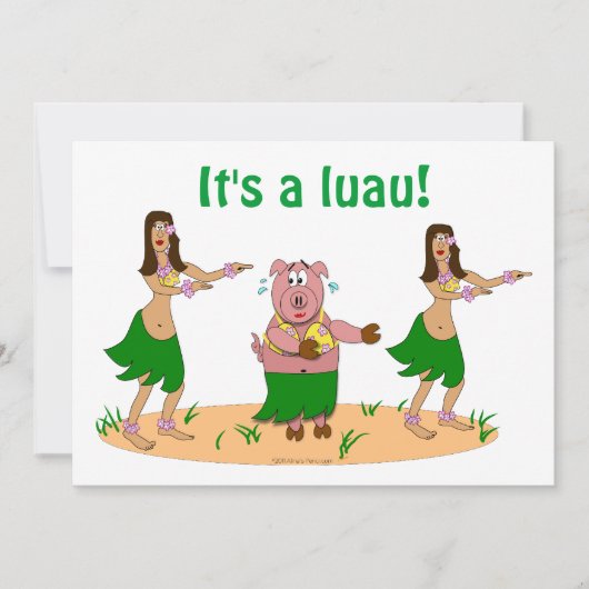 Invitations du Funny Hula Pig Luau Hawaiian Party (Devant)