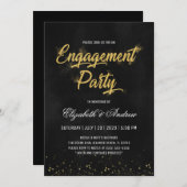 Invitations du Gold Christmas Engagement Party (Devant / Derrière)