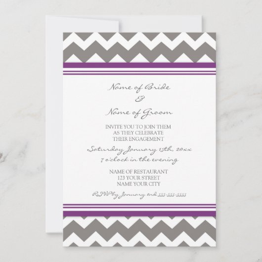 Invitations du Gray Plum Chevron (Devant)