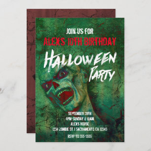 Invitations du Green Zombie Halloween Party