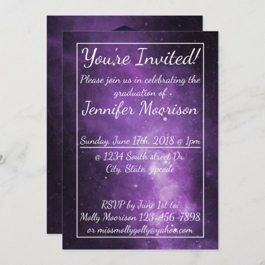 Invitations du Groupe de diplômés de l'espace extr (Devant / Derrière)