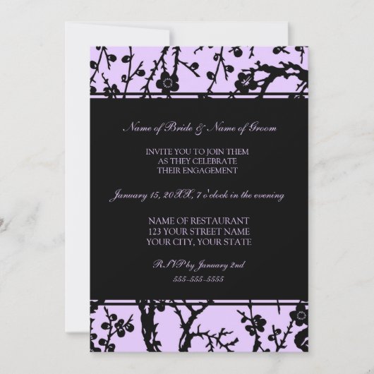 Invitations du groupe d'engagement floral noir pou (Devant)