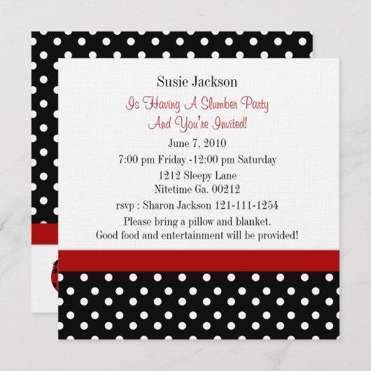 Invitations du groupe Ladybug (Devant / Derrière)