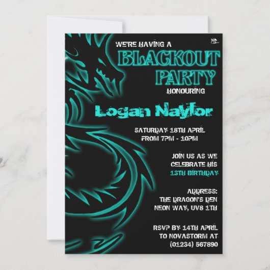Invitations du groupe UV Blackout Dragon (Devant)