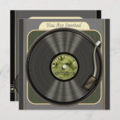 Invitations du groupe Vintage de disques de vinyle (Devant / Derrière)