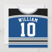 Invitations du Hockey Jersey à thème Modèle, Bleu (Dos)