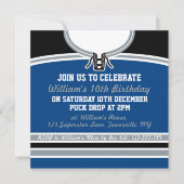 Invitations du Hockey Jersey à thème Modèle, Bleu (Devant)