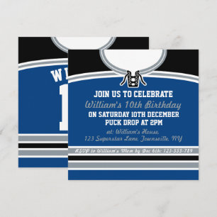 Invitations du Hockey Jersey à thème Modèle, Bleu