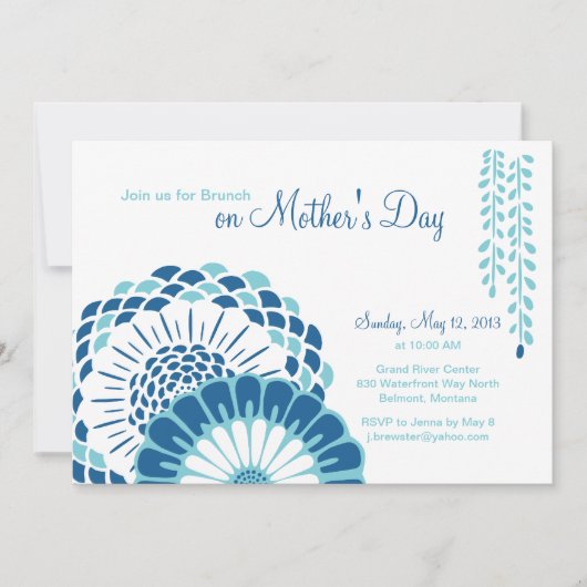 Invitations du jour de la maman bleue 5x7 (Devant)