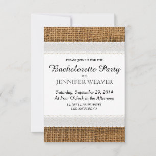 Invitations du Jute et du Lace Bachelorette Party