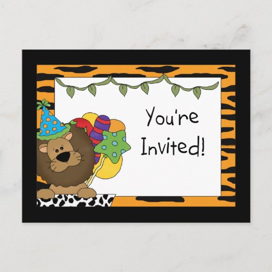 Invitations du Lion Birthday Party (Devant)