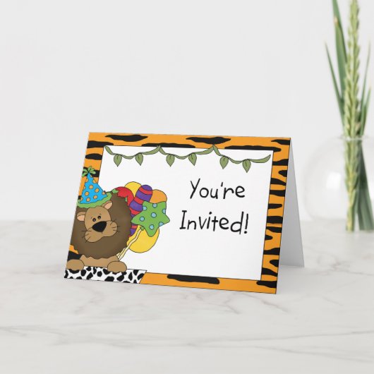 Invitations du Lion Birthday Party (Devant)