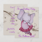 Invitations du Little Dancing Ballerina Elephant P (Devant / Derrière)