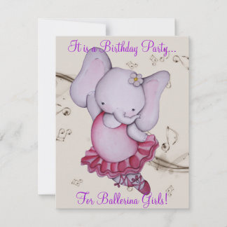 Invitations du Little Dancing Ballerina Elephant P