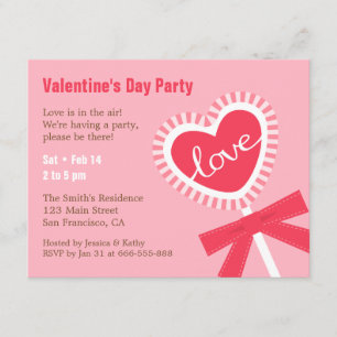 Invitations du Lollipop Heart Candy Valentines Par
