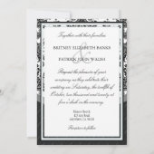Invitations du lustre noir blanc Mariage damassé (Dos)