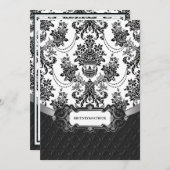 Invitations du lustre noir blanc Mariage damassé (Devant / Derrière)