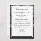 Invitations du lustre Silver Black Mariage damassé (Dos)