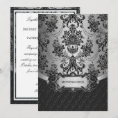 Invitations du lustre Silver Black Mariage damassé (Devant / Derrière)