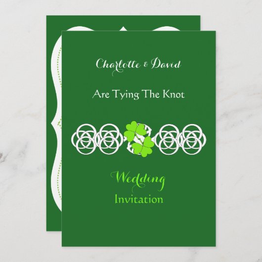 Invitations du mariage à thème irlandais (Devant / Derrière)