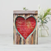 Invitations du Mariage campagnard Rustic Wood Hear (Debout devant)