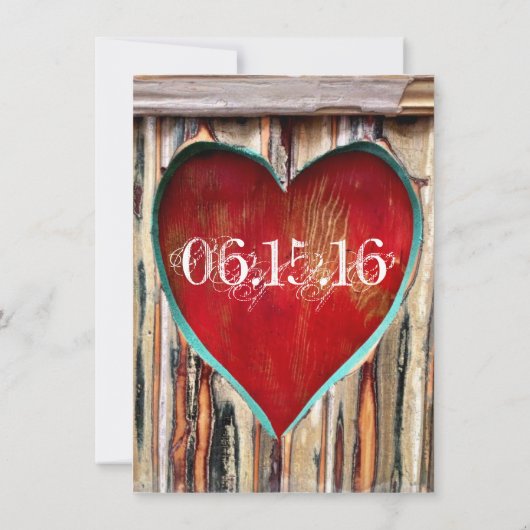 Invitations du Mariage campagnard Rustic Wood Hear (Dos)