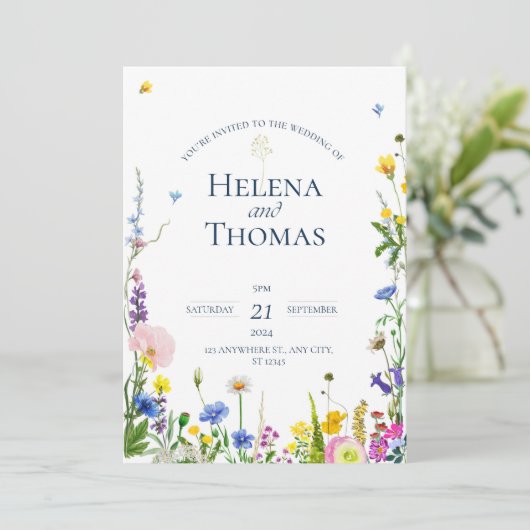 Invitations du mariage fleur sauvage (Debout devant)