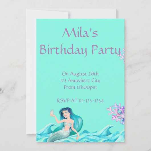 INVITATIONS DU MERMAID, INVITATIONS D'ANNIVERSAIRE (Devant)