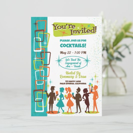 Invitations Du Milieu Du Siècle De Cocktail Modern (Debout devant)