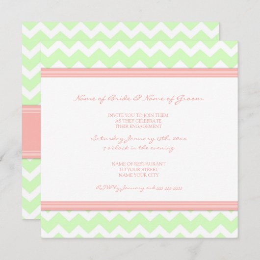 Invitations du Mint Coral Chevron (Devant / Derrière)