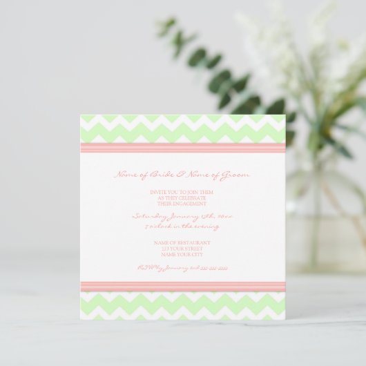 Invitations du Mint Coral Chevron (Debout devant)
