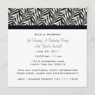 Invitations du Monogramme Zebra Party